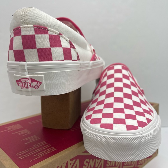 Vans Pink and White Checkered Slip-On Sneakers - Picture 6 of 16